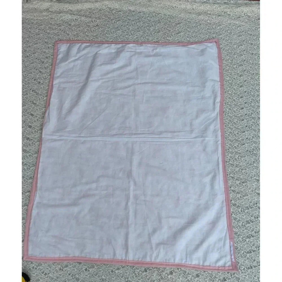 Hand Sewn By Marta Chacon Handmade Deer Print Baby Blanket Pink White 35"x44" - Picture 2 of 10